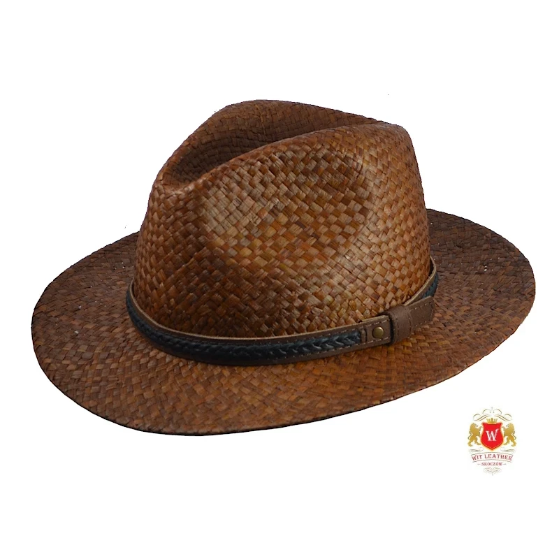 Kapelusz słomkowy fedora Rafia