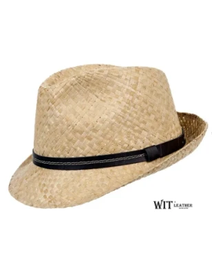 Kapelusz słomkowy na upalne dni w fasonie trilby. Witleather.pl