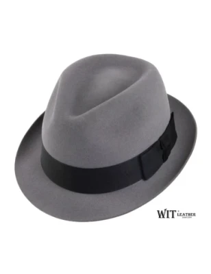 Philip - kapelusz unisex w stylu trilby z włosa króliczego - jasny popiel. Witleather.pl