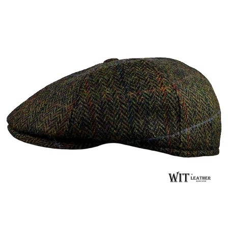 Zielony kaszkiet Harris Tweed w kratę - Jerry II. Witleather.pl
