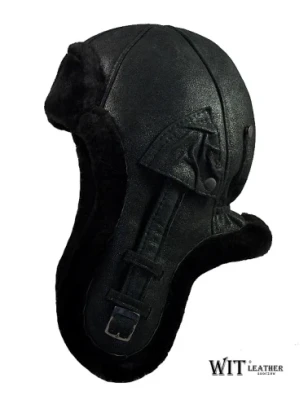 Czapka zimowa ze skóry baraniej z lekkim połyskiem. Witleather.pl