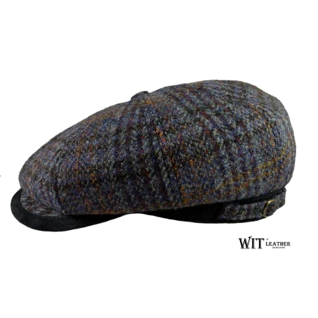 Kaszkiet Harris Tweed 8/4 Niebieska Krata :: Oryginalny ::