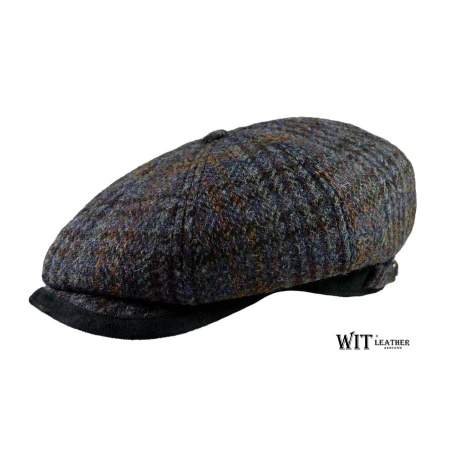 Kaszkiet Harris Tweed Niebieska Krata