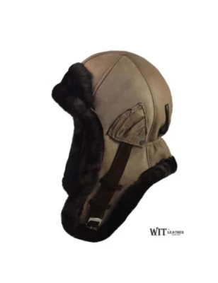 Czapka zimowa z baranka Lewis, beżowo-brązowa. Witleather.pl
