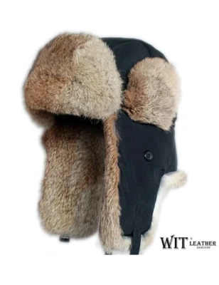 Bardzo ciepła czapka uszatka z królika rudego. Witleather.pl Promocja