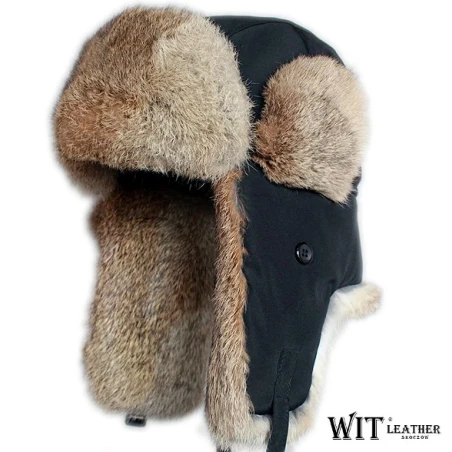 Bardzo ciepła czapka uszatka z królika rudego. Witleather.pl Promocja