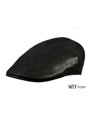 Gładki, klasyczny kaszkiet skórzany w kolorze czarnym model 8/1. Witleather.pl