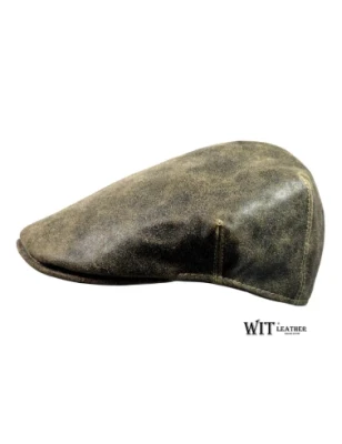 Czapka skórzana typu kaszkiet ze skóry Stara Ameryka w kolorze popielatym. Witleather.pl