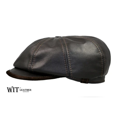 Kaszkiet skórzany męski 8/4 w kolorze brązowym. Witleather.pl