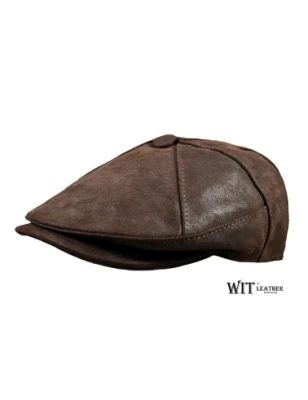 Brązowy, skórzany kaszkiet męski 7/1 z naturalnej skóry bydlęcej. Witleather.pl