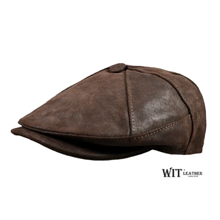 Brązowy, skórzany kaszkiet męski 7/1 z naturalnej skóry bydlęcej. Witleather.pl