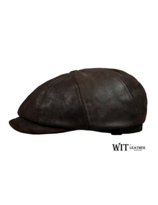 Skórzany kaszkiet męski 8/4 w kolorze brązowym krek. Witleather.pl