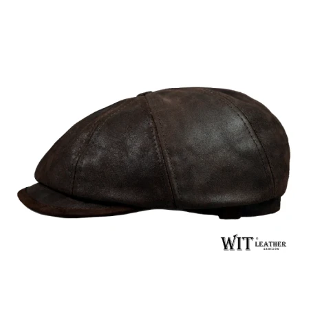 Skórzany kaszkiet męski 8/4 w kolorze brązowym krek. Witleather.pl