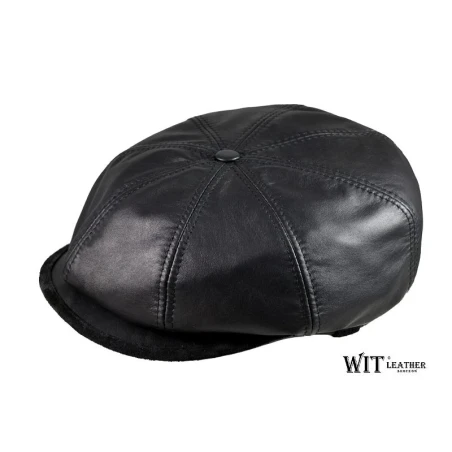 Kaszkiet skórzany męski 8/4 w kolorze czarnym. Witleather.pl