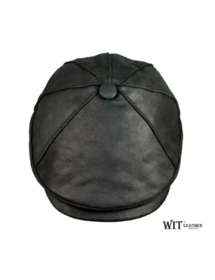 Modny, skórzany kaszkiet męski 7/1 - czarny krek. Witleather.pl