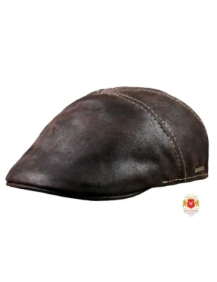 Nowoczesny kaszkiet skórzany typu Rocky - brązowy. Witleather.pl
