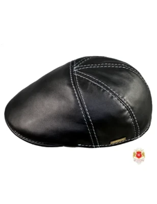 Rocky - elegancki skórzany kaszkiet z czarnej skóry bydlęcej. Witleather.pl