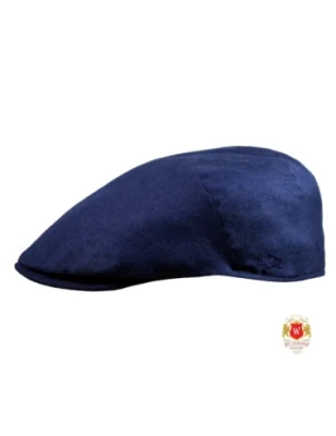 Granatowy, kaszkiet lniany na lato model Noma III, przewiewny. Witleather.pl
