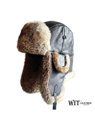 Aviator - ciepła czapka uszatka z lisa rudego. Witleather.pl