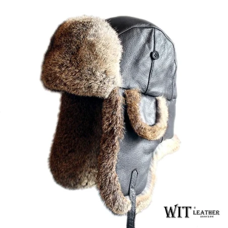 Aviator - ciepła czapka uszatka z lisa rudego. Witleather.pl