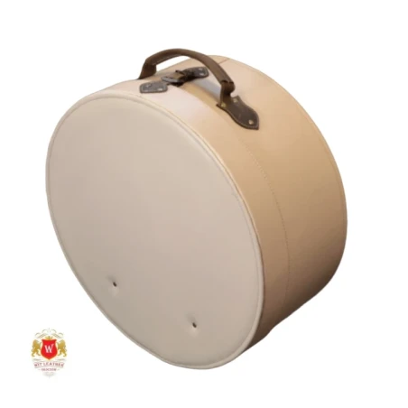 Skórzana Walizka/Kufer na Kapelusz Beżowa