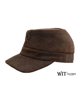 Czapka konfederatka brązowa ze skóry krek. Witleather.pl Skoczów