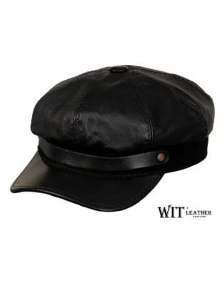 Czapka skórzana maciejówka ze skórzanym paskiem, replika. Witleather.pl