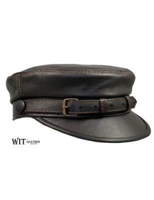 Brązowa, skórzana czapka maciejówka. Witleather.pl
