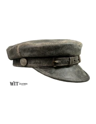 Czapka maciejówka Stara Ameryka z ozdobnym paskiem z klamerką. Witleather.pl