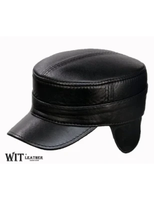 Czapka Skórzana z Nausznikami - ocieplona polarem || Naturalna skóra. Witleather.pl
