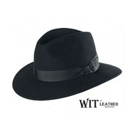 Czarny, klasyczny wełniany kapelusz fedora model 035/09.
