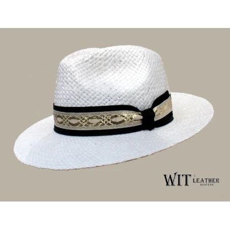 Kapelusz słomkowy model 44/12 - fedora, w kolorze białym lub czarnym.Witleather.pl