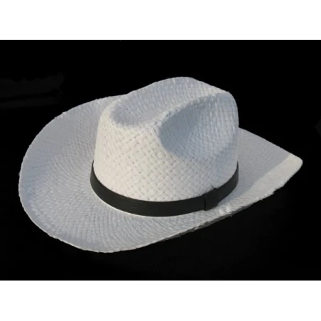 Kapelusz kowbojski słomkowy w kolorze białym, texas 036. Witleather.pl