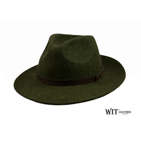 Kapelusz dla wymagającego myśliwego model L077/18 zieleń melanż. Witleather.pl