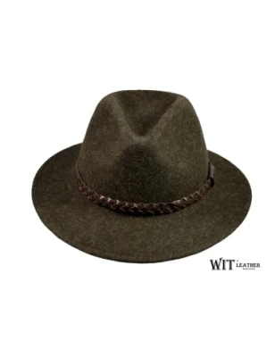 Kapelusz myśliwski fedora w kolorze brązu melanż L088/19. Witleather.pl