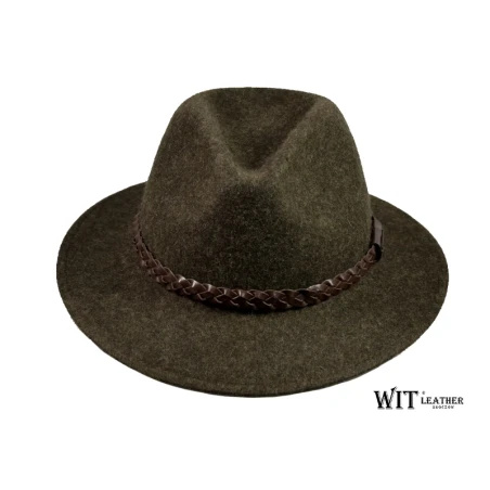 Kapelusz myśliwski fedora w kolorze brązu melanż L088/19. Witleather.pl