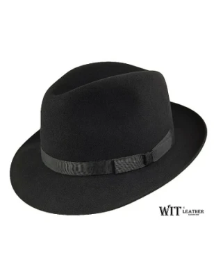 Wełniany kapelusz fedora Aman z surowo zakończonym rondem. Witleather.pl