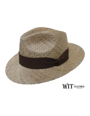 Kapelusz fedora z grubej słomki, ; lekki, przewiewny. Witleather.pl