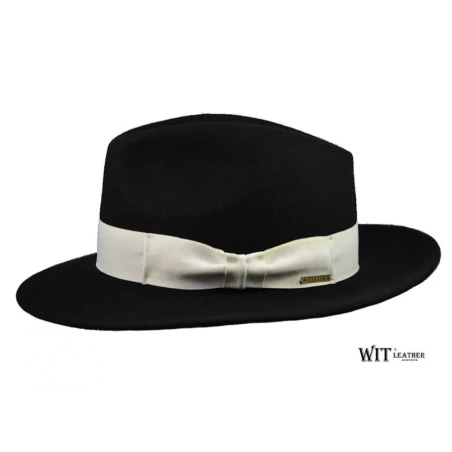 Kapelusz gangsterski fedora Al Capone z białą taśmą. Witleather.pl