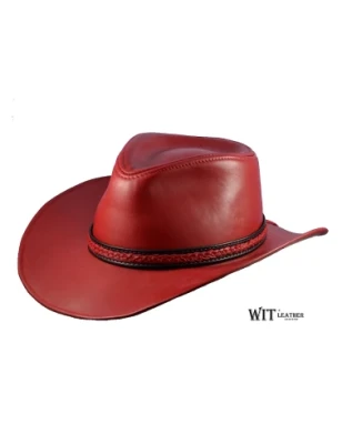 Missisipi - czerwony, skórzany kapelusz kowbojski. Witleather.pl