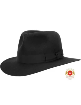 Takota - czarny kapelusz fedora z wysoką główką 12,5 cm. Witleather.pl