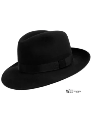 Alfonso - czarny kapelusz fedora z włosa króliczego. Witleather.pl