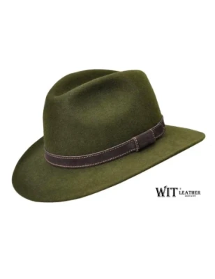 Kapelusz myśliwski w kolorze oliwkowym model L021. Witleather.pl