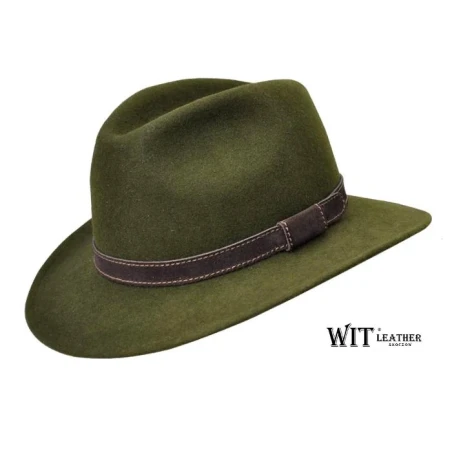 Kapelusz myśliwski w kolorze oliwkowym model L021. Witleather.pl