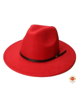 Seul - oryginalny, czerwony kapelusz fedora unisex. Witleather.pl
