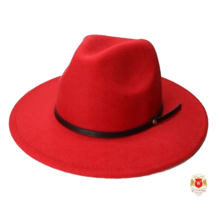 Seul - oryginalny, czerwony kapelusz fedora unisex. Witleather.pl