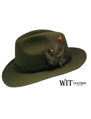 Kapelusz Myśliwski model L007/09 w kolorze zgniłej zieleni. Witleather.pl