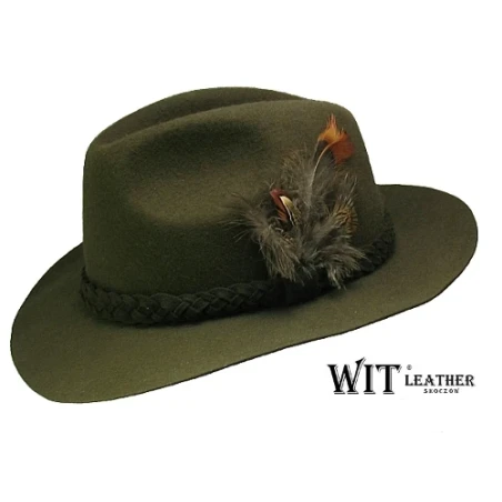 Kapelusz Myśliwski model L007/09 w kolorze zgniłej zieleni. Witleather.pl