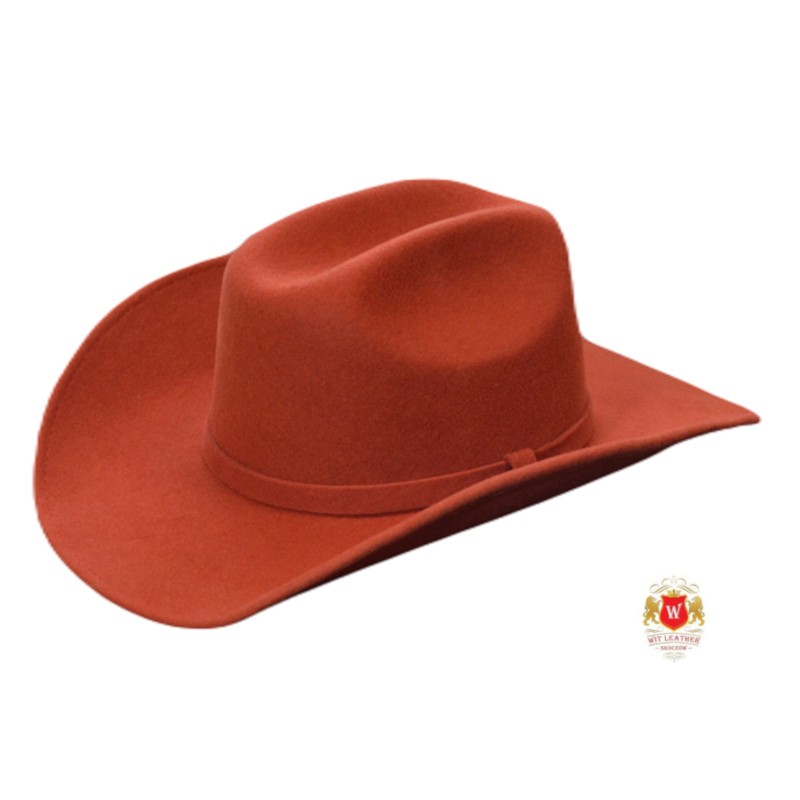 Kapelusz Kowbojski Wełniany Cowboy Old West Ceglany