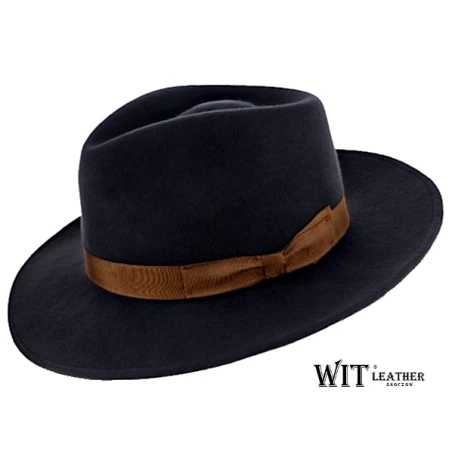 Wełniany kapelusz fedora David z szerokim rondem 7,5 cm. Witleather.pl